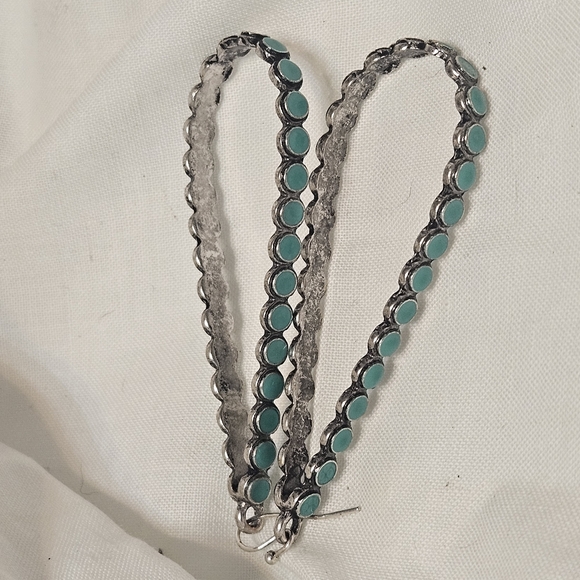 FABULOUS 3" STERLING AND SLEEPING BEAUTY TURQUOISE. - Picture 8 of 10